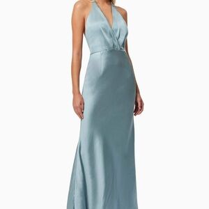 Elliatt Aria Backless Satin Maxi Dress In ArticBlue